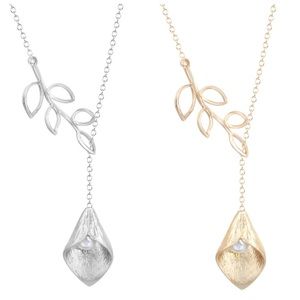 Silver & Gold Pearl Calla Lilly Necklace